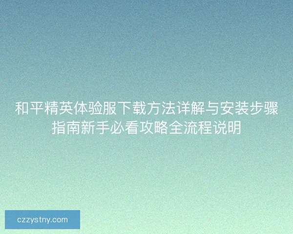 和平精英体验服下载方法详解与安装步骤指南新手必看攻略全流程说明