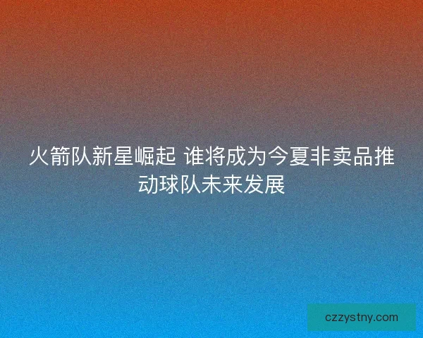 火箭队新星崛起 谁将成为今夏非卖品推动球队未来发展